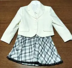【緊急値下げ中！！】ホワイトフォーマルスーツ チェック柄スカート子供服上下セット
