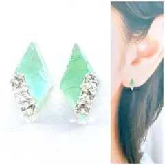 グリーン10mmダイヤ型ピアス/イヤリング