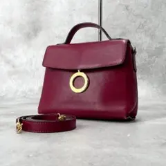 希少✨CELINE サークル ショルダーバッグ ハンドバッグ ボルドー