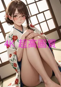 月屋 1点物 高画質 A4 ポスター アニメ イラスト 和服 着物 #0358