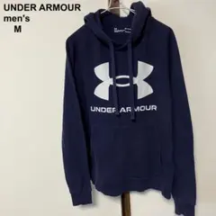 アンダーアーマー　メンズ　パーカー　フード　長ビッグロゴ　紺　M