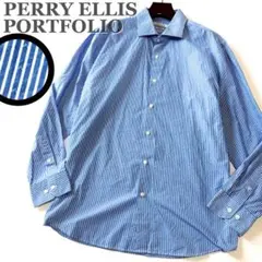 ペリーエリス ポートフォリオ ストライプシャツ カッタウェイ 防シワ加工 LL