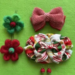 髪飾り　七五三　着物リメイク　ヘッドドレス　アンティーク　羊毛フェルト　かんざし