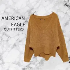 【美品】アメリカンイーグル ニットセーター Vネック ブラウン ゆったサイズ