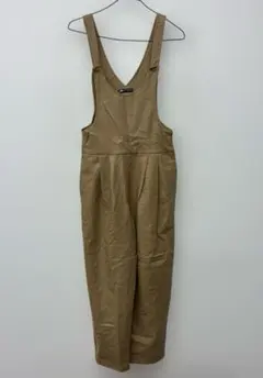ZARA フェイクレザー サロペット オーバーオール ベージュXS ◎18のサムネイル
