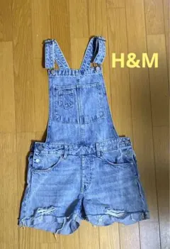 H&M  オーバーオール　キッズ　デニムショートパンツ
