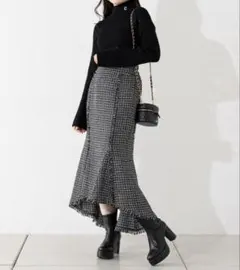 SALON by Chico限定 ラメツイードマーメイドロングスカート