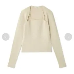 スナイデル　レイヤード風ニットプルオーバー　アイボリー　ニット　リブ　カットソー