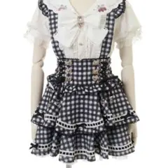 はしごリボンギンガムティアードスカパン ブラック