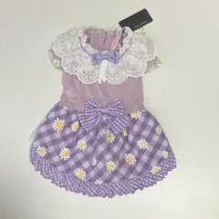 きゃんナナ フラワーギンガムワンピース ラベンダー SS タグ付き