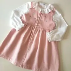 美品★100cm familiar ファミリア ピンク ジャンパースカート