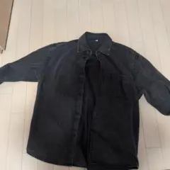 GU ダークグレー 長袖デニムシャツ M
