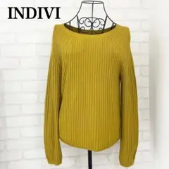 INDIVI インディヴィ　リブニット 長袖 マスタード　イエロー　秋冬