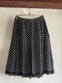 VINTAGE 古着　シルク水玉レースフレアスカート　美品　ユーロのサムネイル