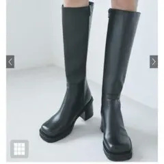 【週末限定セール】GRL スクエアトゥロングブーツ[zr720]