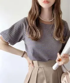 クラシカルエルフ 半袖 レトロ柄 カットソー 夏トップス Mのサムネイル