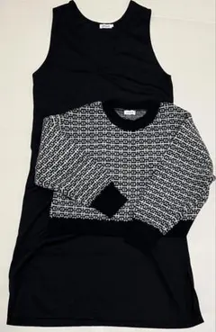 【美品】LEPSIM マタニティ　7ゲージジャガード2ピースセットワンピース