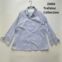 美品　ZARA トラファルク　コレクション アシメ　ストライプ　襟変形シャツ