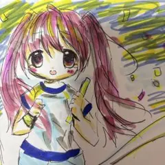 新作。手描きイラスト。運動会でゴールまで走りきって嬉しくて泣いてる女の子