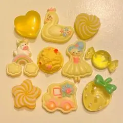デコパーツ　プラパーツ　カボション　黄色　イエロー