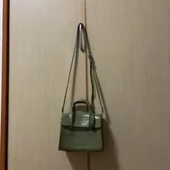 2way エナメル調 ショルダーバッグ グリーン