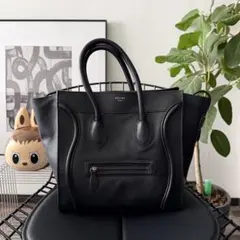 CELINE ラゲージ ミニショッパー ドラムドカーフ ブラック ハンドバッグ