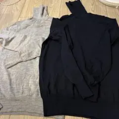 タートルネックニット2点セット（グレー・ネイビー）　ユニクロ　Lサイズ