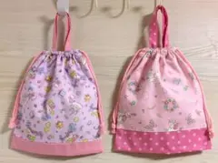 36.持ち手付きお着替え袋 お着替え袋 体操着袋 ユニコーン柄 女の子 巾着