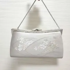 上品 佐賀錦調 パーティーバッグ和装バッグ シルバー 結婚式 披露宴 フォーマル