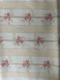 HANAMOMEN ローズブーケ レースボーダー コットン生地