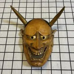 【希少】般若面 木彫り 額装 壁掛け インテリア 伝統工芸 魔除け 飾り 木彫り】般若面 能面 お面 壁掛け インテリア 魔除け 伝統工芸 骨董