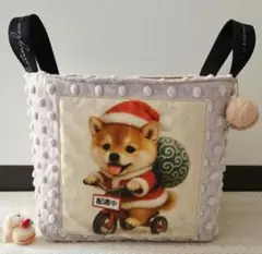ハンドメイド　サンタ柴犬ちゃん布バスケットU^ェ^U☆