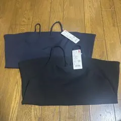 ユニクロ クレープジャージーブラキャミソール S ネイビー