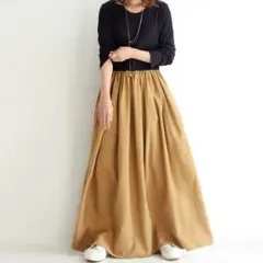 antiqua ドッキングロングワンピース キャメル