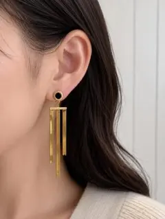 ゴールド チェーンピアス ロングピアス 揺れるピアス 韓国ファッション