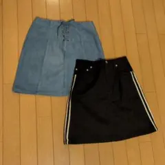 青と黒のミニスカート 2点セット