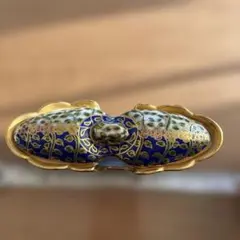タイ　金と青の花柄