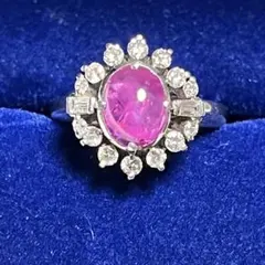 天然スタールビー 1.87ct リング #12 プラチナ ダイヤ - メルカリ