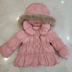 Mezza Piano ピンク ダウンジャケット 90cm フード ファーリボン
