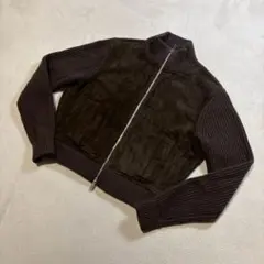 Massimo Dutti ウール100％スエード切替長袖ジャケット ニット S