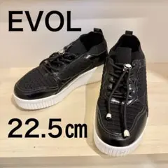EVOL イーボル ニットレースアップスニーカー 厚底 黒 サイズ：22.5のサムネイル