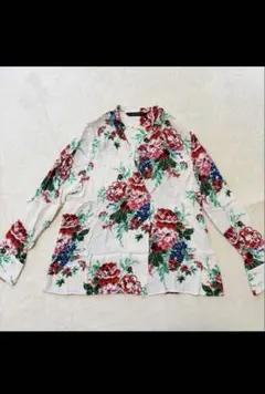 ZARA BASIC フラワープリント長袖シャツ Lサイズ