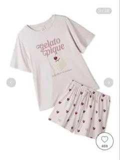 ジェラートピケ ケーキワンポイントTシャツ&ハート柄ショートパンツ