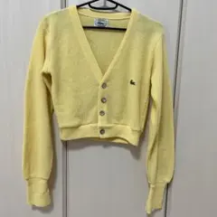 LACOSTE USA製 ウール100% ニットカーディガン　イエロー