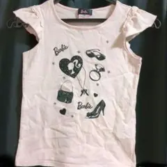 Barbie 半袖Tシャツ 130cm 薄いピンク　フリル袖　バービー
