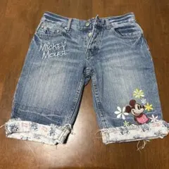 【中古品】子供用サイズS ディズニー ミッキーマウス デニムショートパンツ