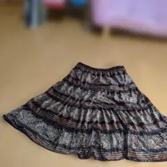 ペイズリー柄フレアスカート 茶系