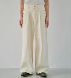 Camphor wood laceup wide baggy denim s