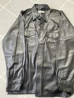 monkey time ブラック フェイクレザーシャツ