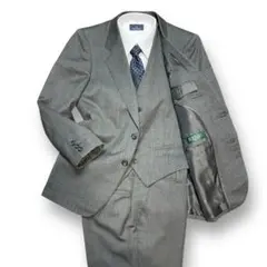 美品 EUCRAFT 2377 スリーピース ヘリンボーン ストライプ 裏地ロゴ